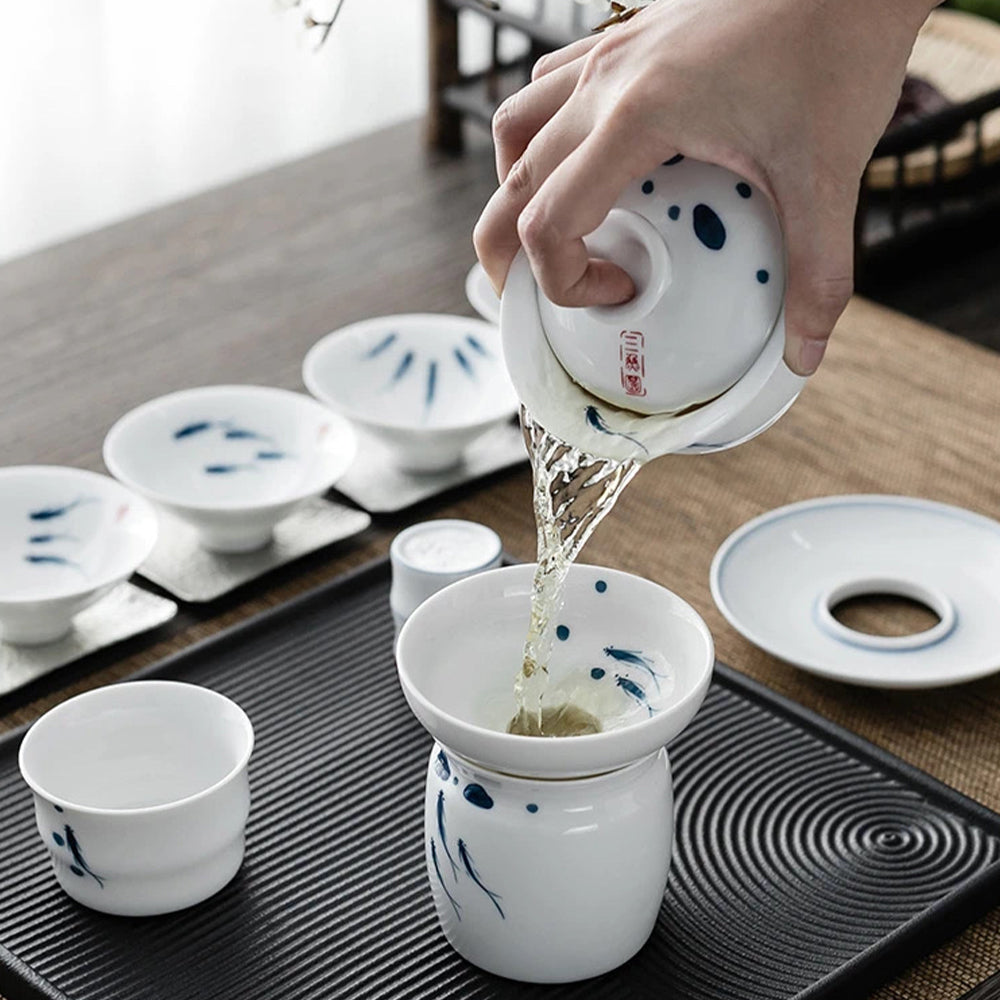 Three Fish Figure Hand-Painted Tea Funnel - Lapsangstore