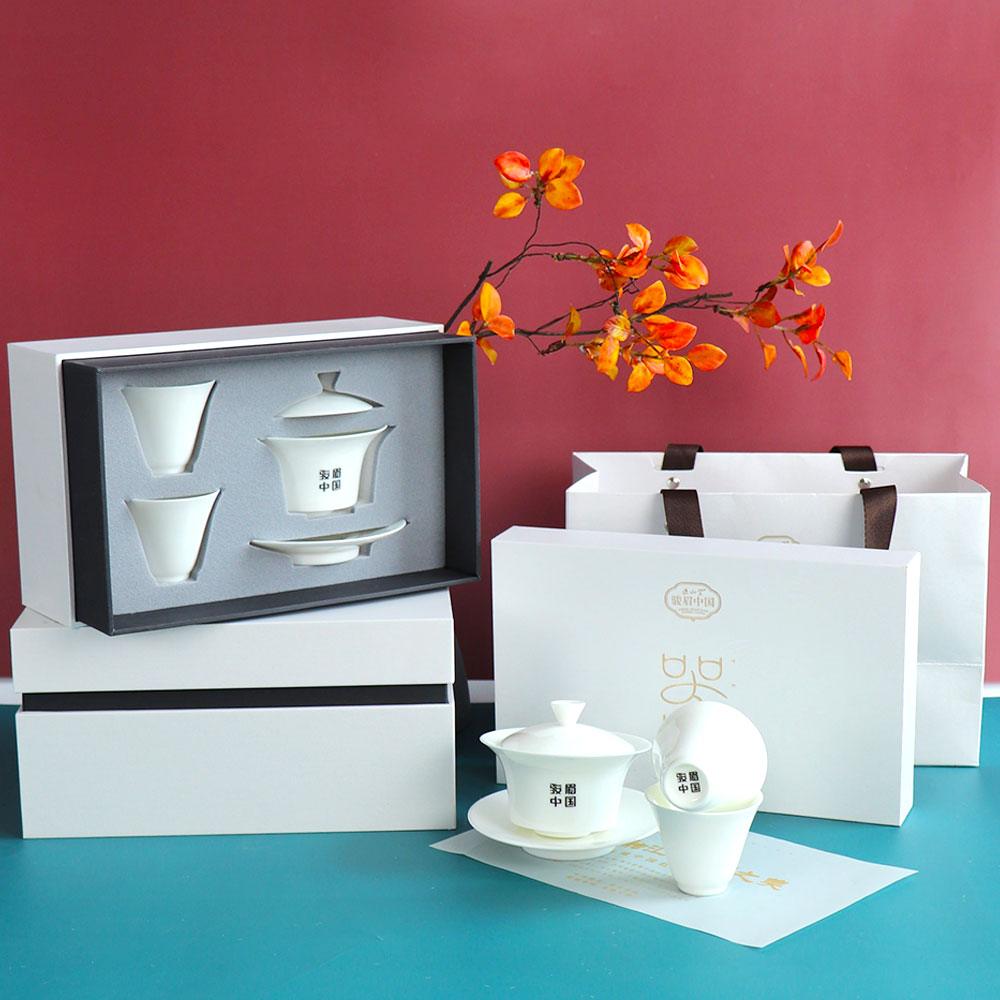 JunMei China Simple Teaware-1 Covered Tea Cup+2 Tasting Cups - Lapsangstore