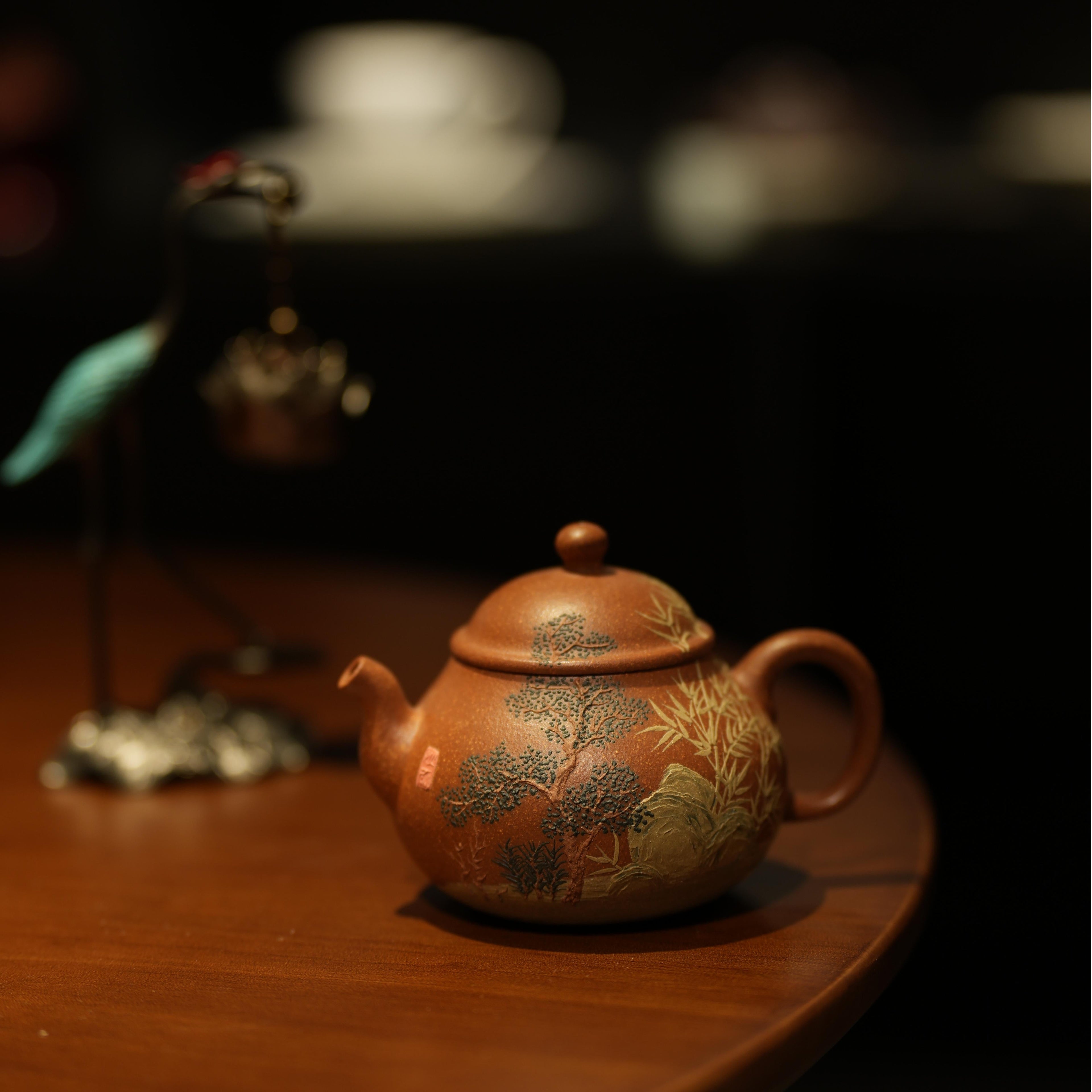 YiXing ZiSha Young bamboo shoots of emptiness Slope mud 130ml虚怀若竹紫砂壶[ZS48]