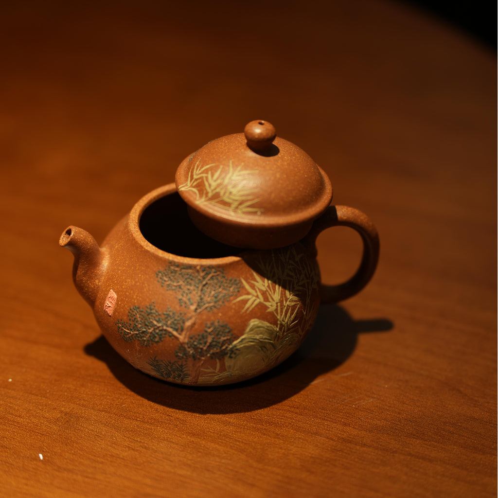 YiXing ZiSha Young bamboo shoots of emptiness Slope mud 130ml虚怀若竹紫砂壶[ZS48]