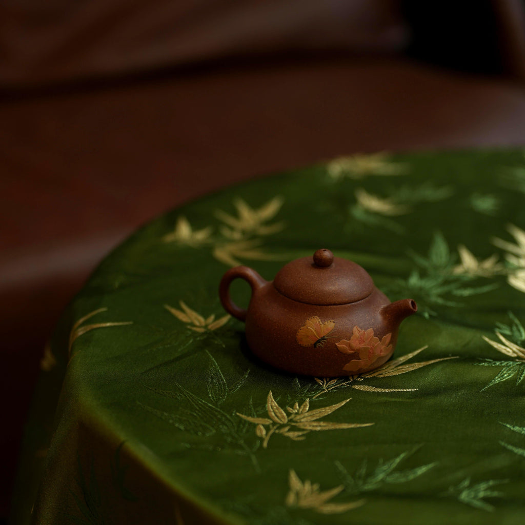 YiXing ZiSha Slope Mud Basket-Handled Xubian Pot提篮虚扁壶120ml[ZS42]