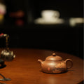 YiXing ZiSha Slope Mud Basket-Handled Xubian Pot提篮虚扁壶120ml[ZS42]