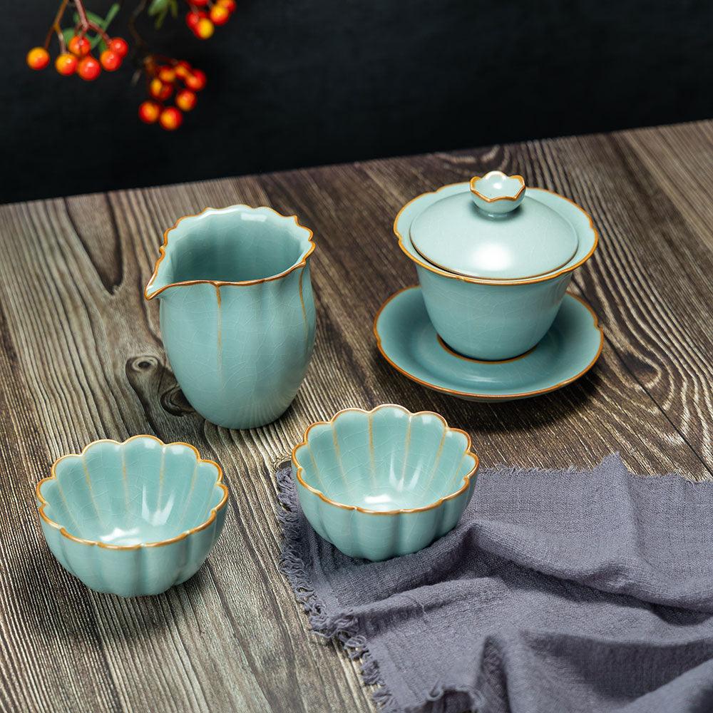 Ru Ware Tea Set-2 Tasting Cups+1 Gongdao+1 Gaiwan - Lapsangstore