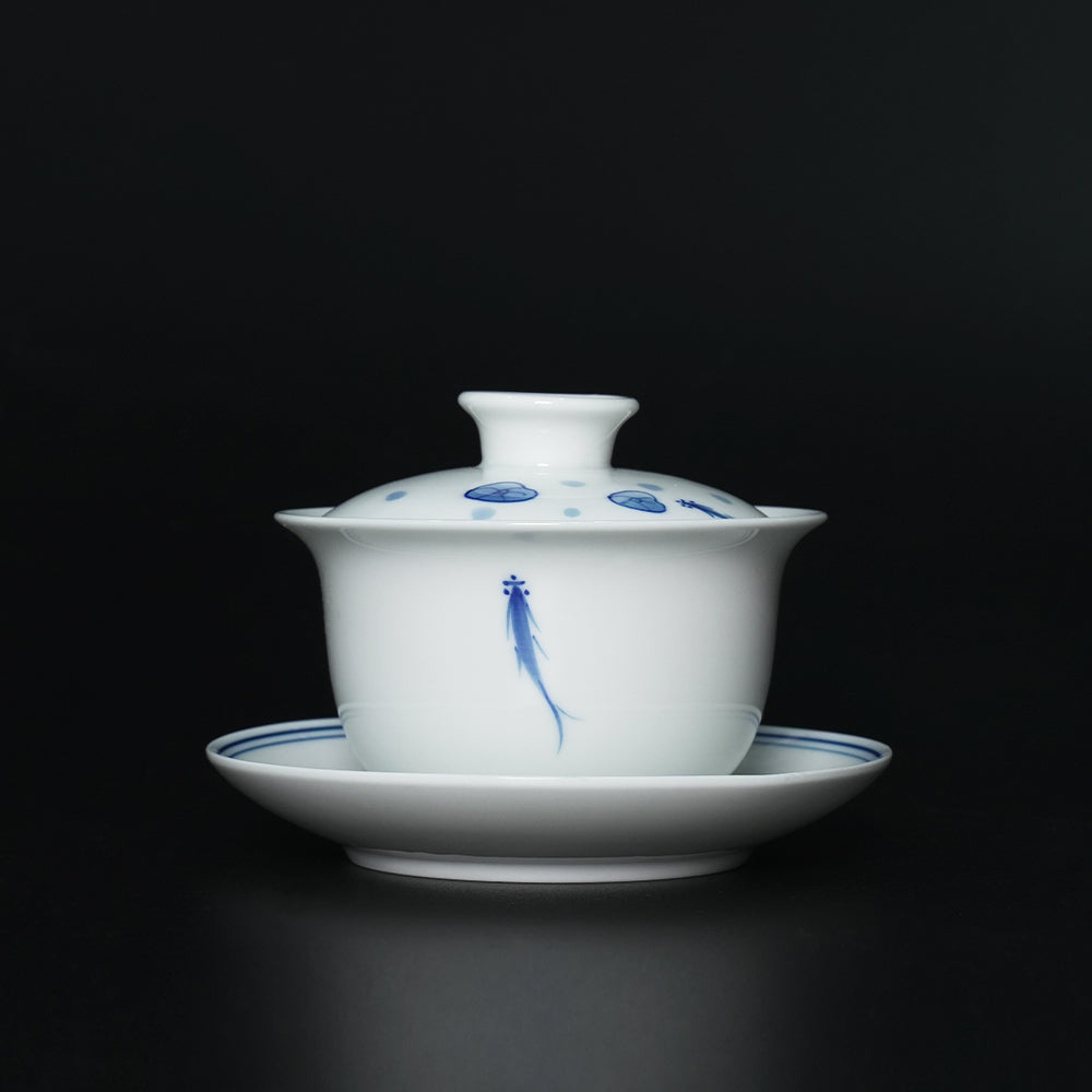 Three Fish Figure Hand-Painted Gaiwan-Lapsangstore