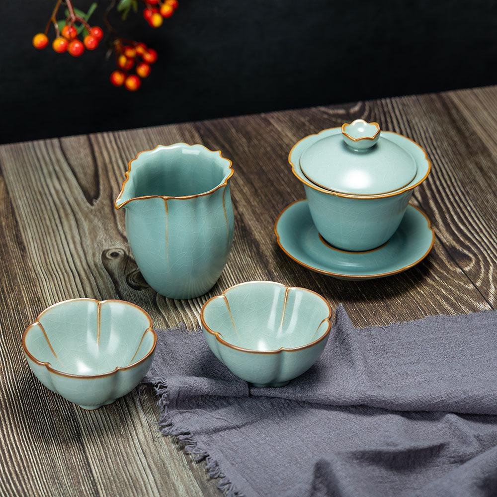 Ru Ware Tea Set-2 Tasting Cups+1 Gongdao+1 Gaiwan - Lapsangstore