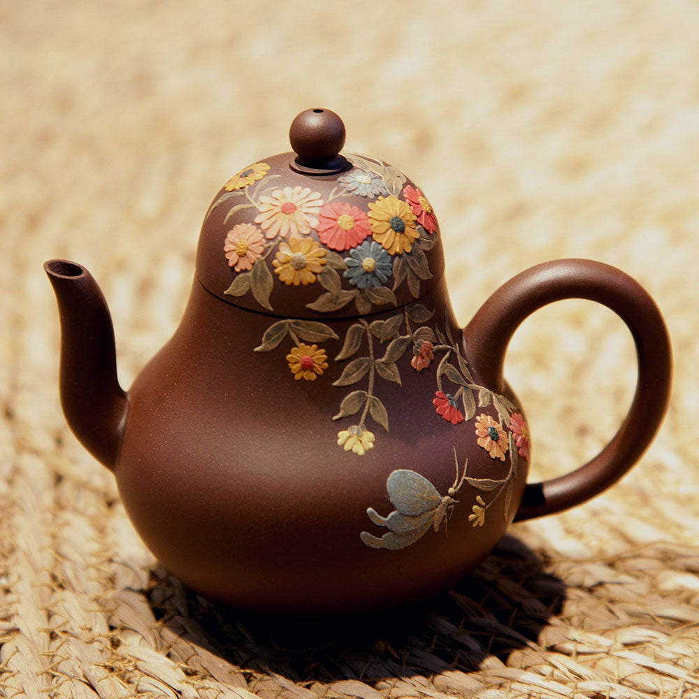 YiXing ZiSha Blooming Flowers in Spring Siting Teapot繁花 思婷壶[ZS65]