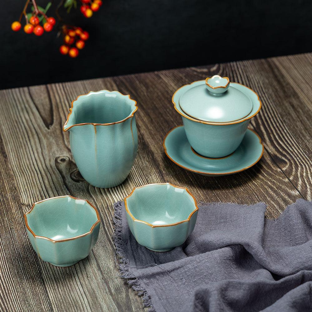 Ru Ware Tea Set-2 Tasting Cups+1 Gongdao+1 Gaiwan - Lapsangstore