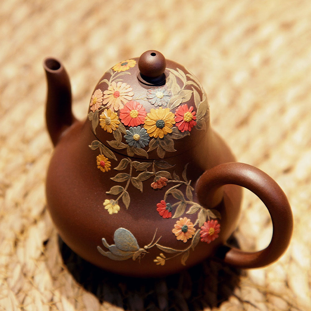 YiXing ZiSha Blooming Flowers in Spring Siting Teapot繁花 思婷壶[ZS65]