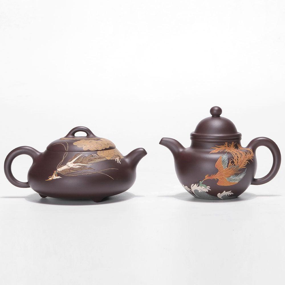 「ZhangYe（张烨）」YiXing宜兴 ZiSha-Pot LongFeng-Pot龙凤对壶 - Lapsangstore