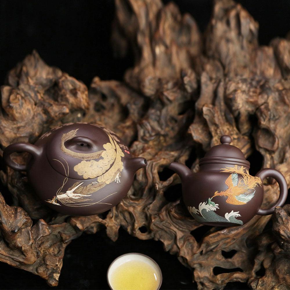 「ZhangYe（张烨）」YiXing宜兴 ZiSha-Pot LongFeng-Pot龙凤对壶 - Lapsangstore