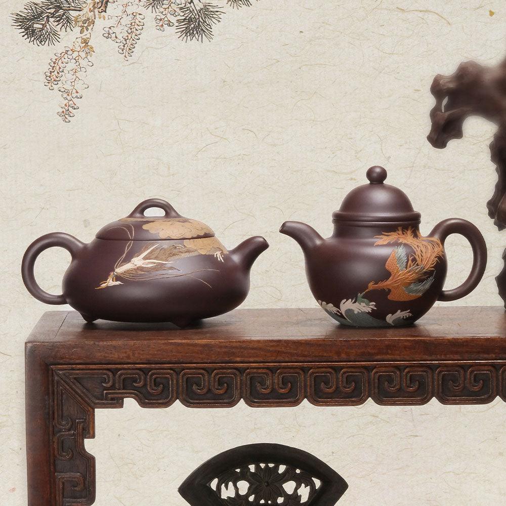 「ZhangYe（张烨）」YiXing宜兴 ZiSha-Pot LongFeng-Pot龙凤对壶 - Lapsangstore