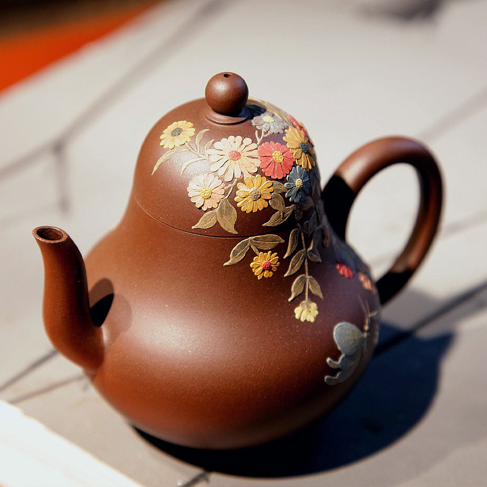 YiXing ZiSha Blooming Flowers in Spring Siting Teapot繁花 思婷壶[ZS65]