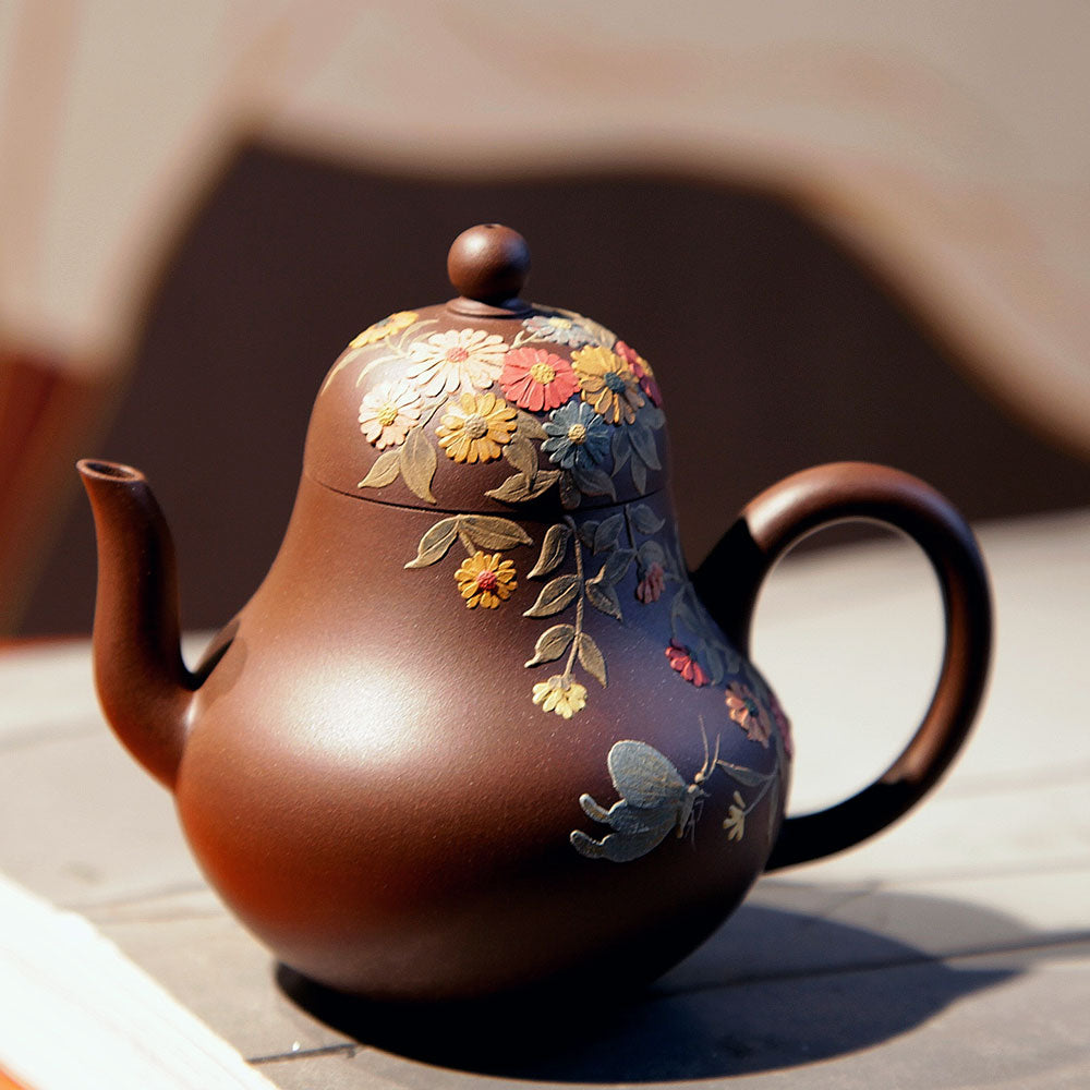 YiXing ZiSha Blooming Flowers in Spring Siting Teapot繁花 思婷壶[ZS65]